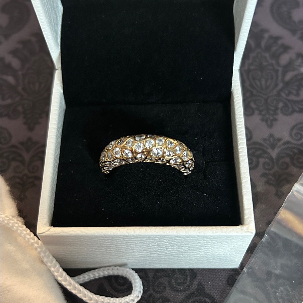 Pandora Sparkle Pattern Ring, Gold and Silver Crystal Ring, Size 7.5 (56)